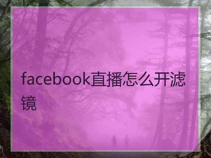 facebook直播怎么开滤镜 facebook直播怎么开滤镜