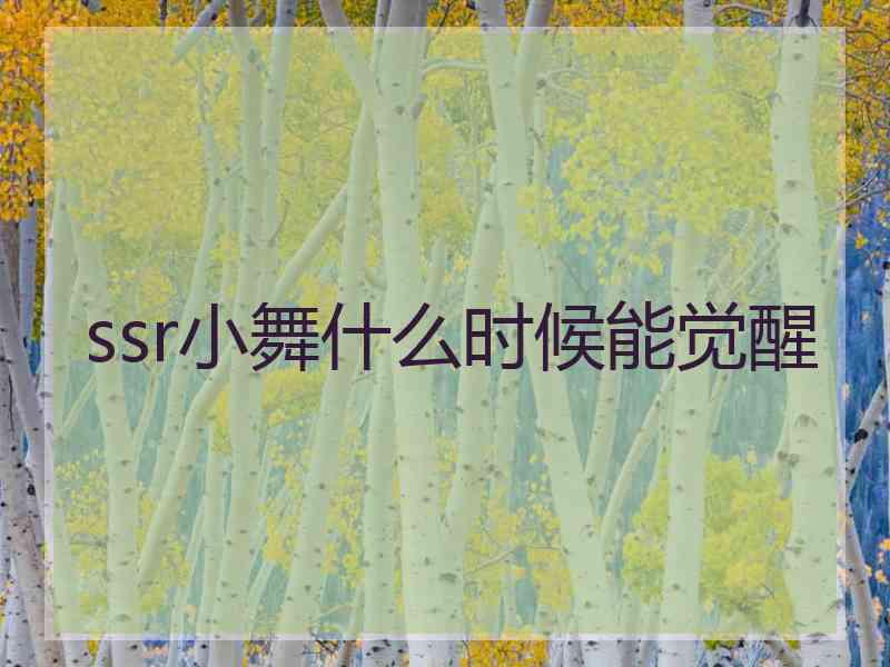 ssr小舞什么时候能觉醒 ssr小舞什么时候能觉醒