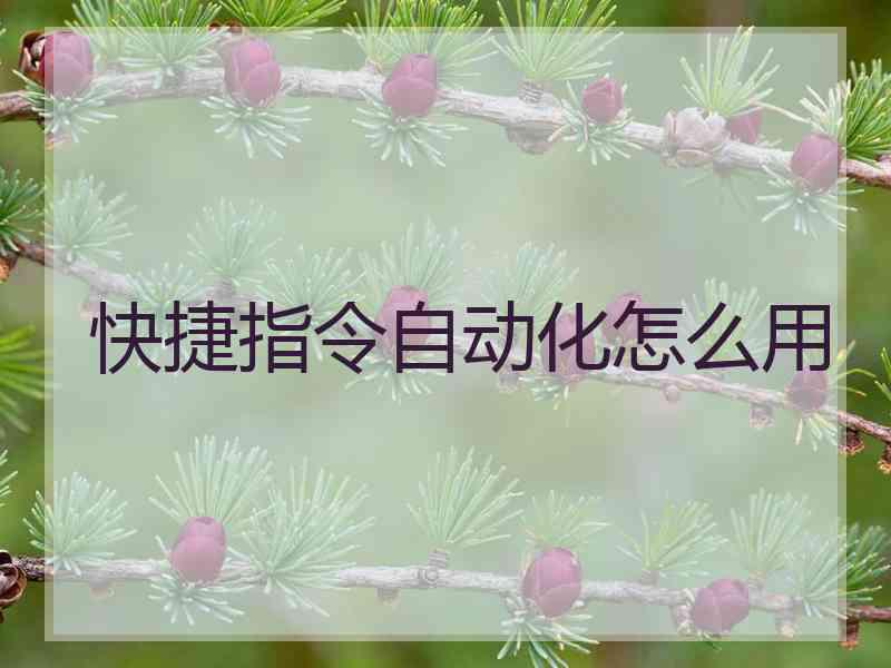 快捷指令自动化怎么用