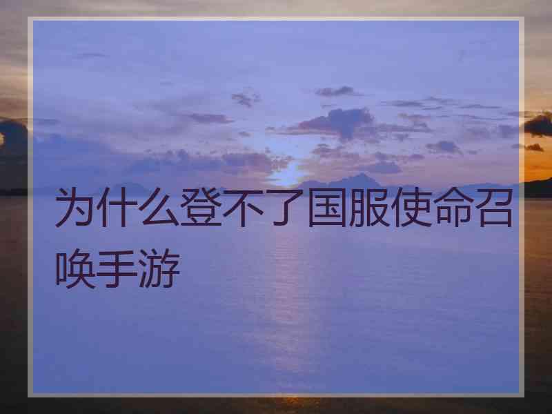 为什么登不了国服使命召唤手游