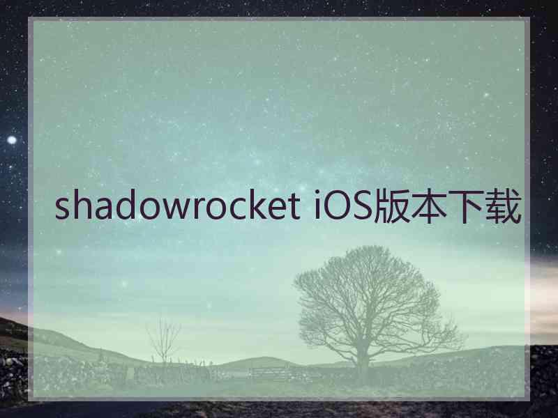 shadowrocket iOS版本下载