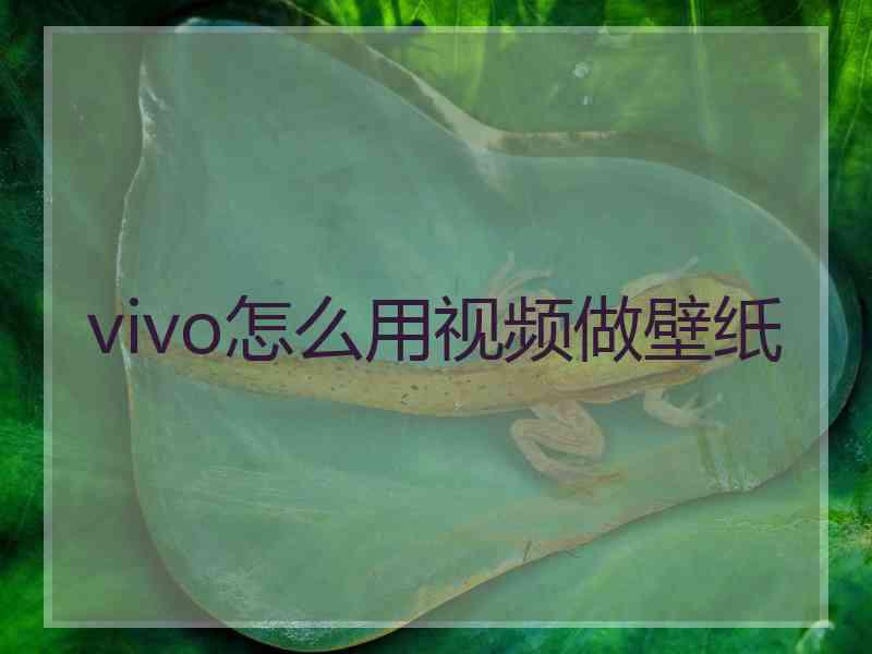 vivo怎么用视频做壁纸