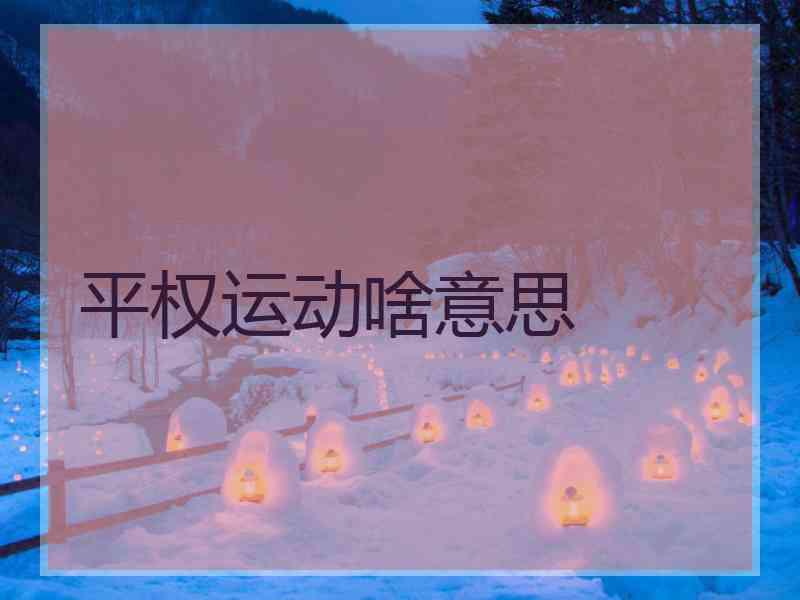 平权运动啥意思