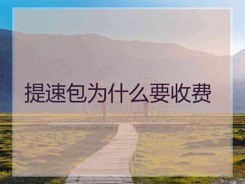 提速包为什么要收费