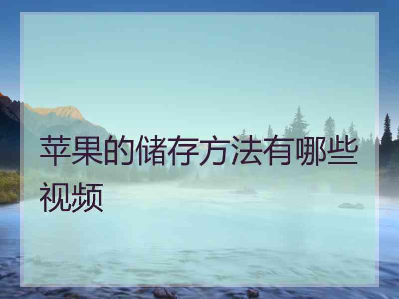 苹果的储存方法有哪些视频