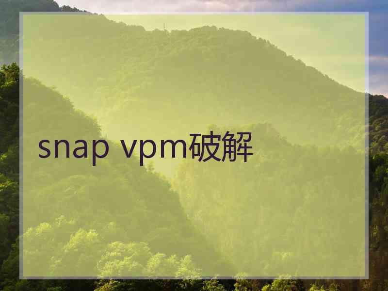 snap vpm破解