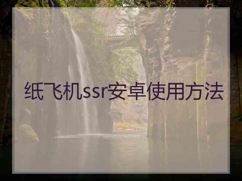 纸飞机ssr安卓使用方法