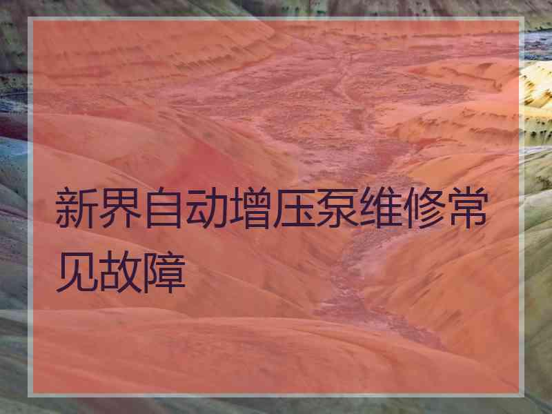新界自动增压泵维修常见故障