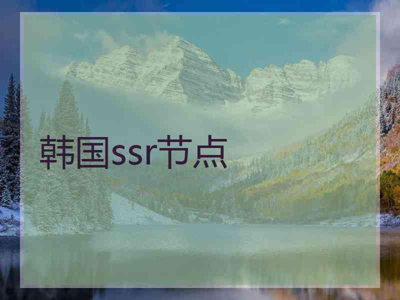 韩国ssr节点