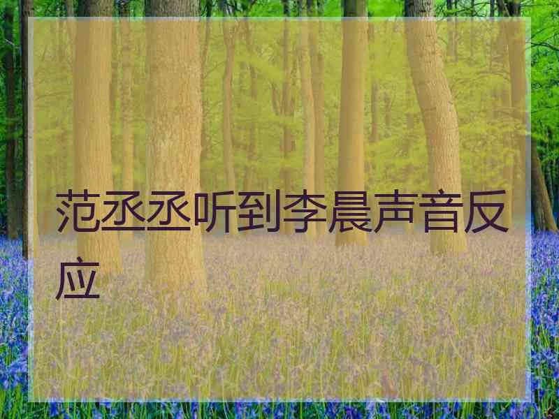 范丞丞听到李晨声音反应