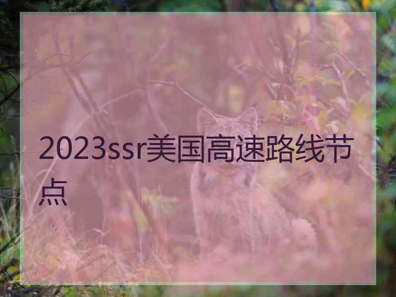 2023ssr美国高速路线节点