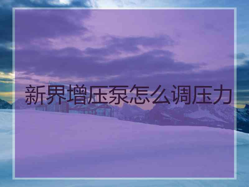 新界增压泵怎么调压力