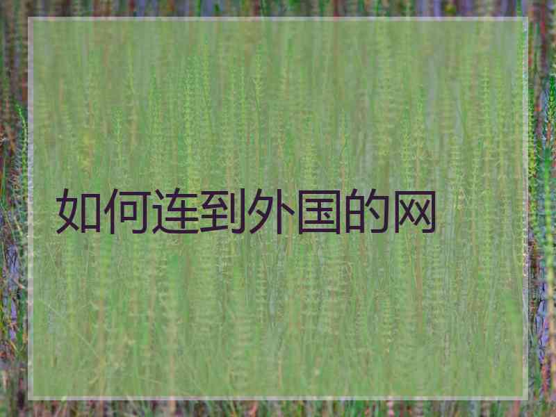 如何连到外国的网