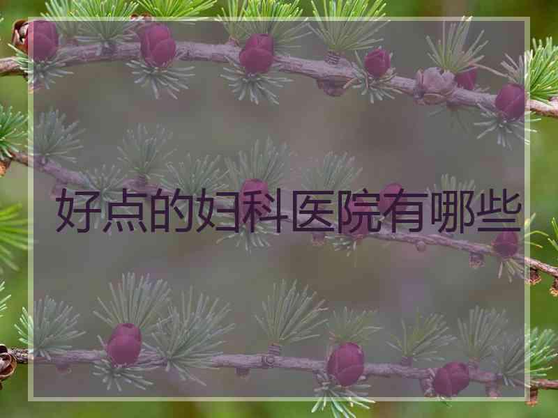 好点的妇科医院有哪些