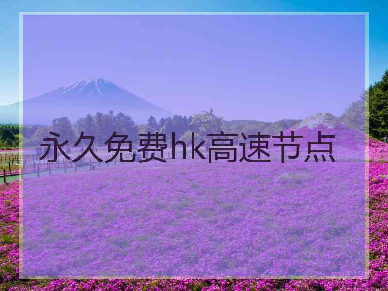 永久免费hk高速节点