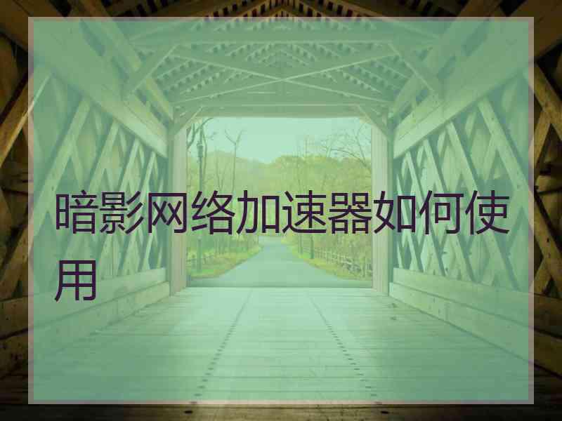 暗影网络加速器如何使用