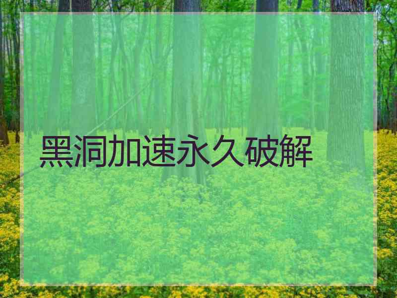 黑洞加速永久破解