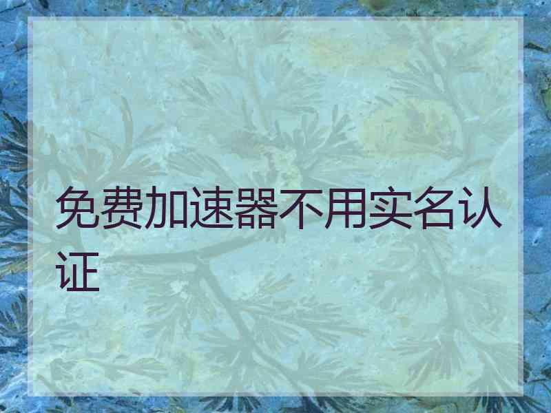 免费加速器不用实名认证
