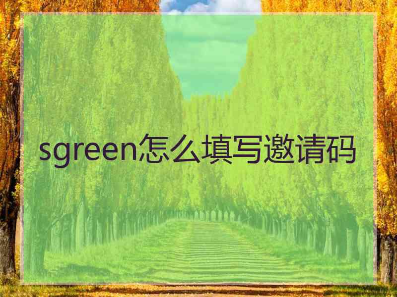 sgreen怎么填写邀请码