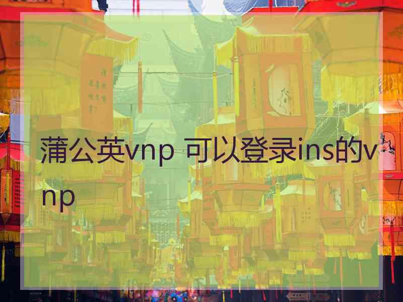 蒲公英vnp 可以登录ins的vnp