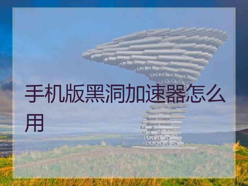 手机版黑洞加速器怎么用
