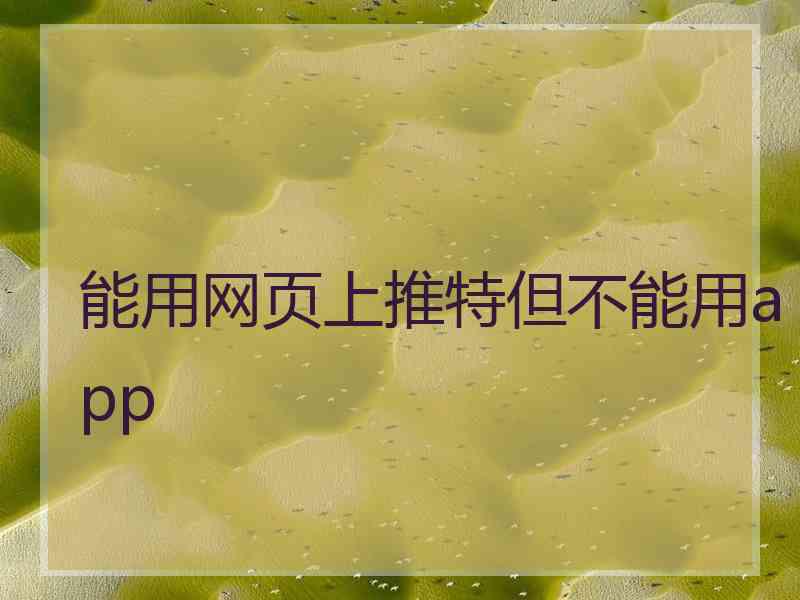 能用网页上推特但不能用app