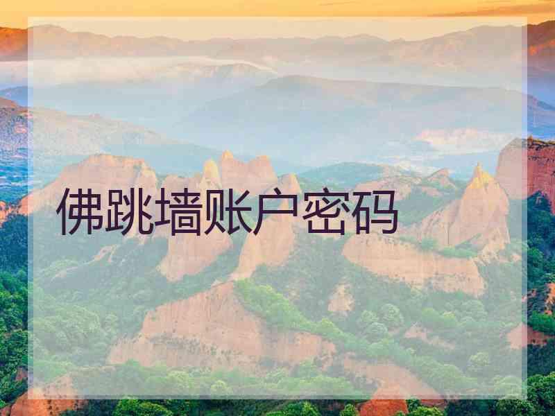 佛跳墙账户密码