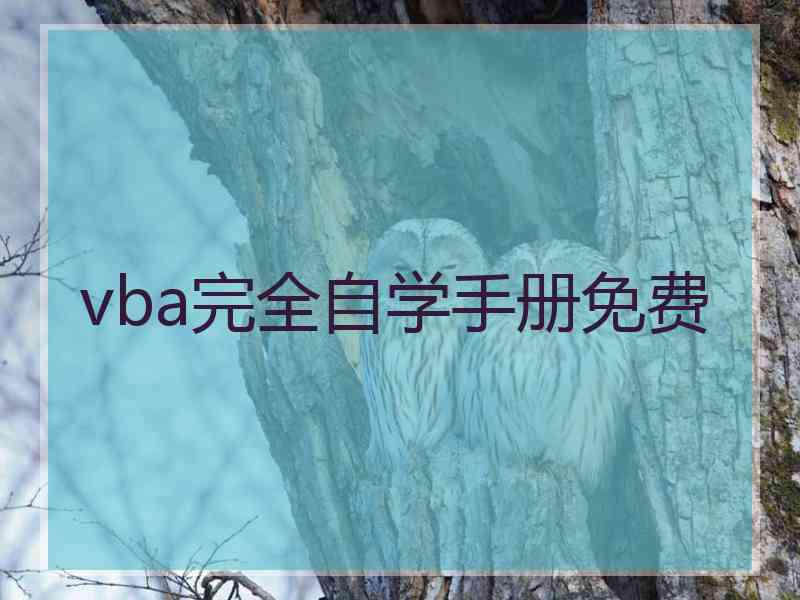 vba完全自学手册免费
