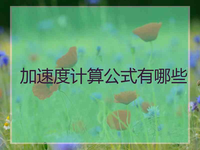 加速度计算公式有哪些